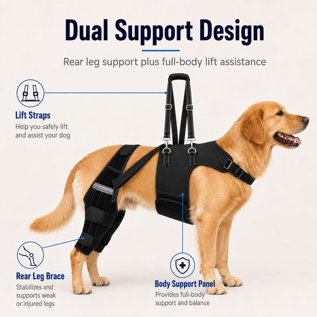 Dog Rear Leg Support Harness for Senior Dogs - Walking & Mobility Lift Assistance