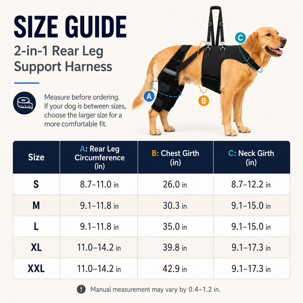 Dog Rear Leg Support Harness for Senior Dogs - Walking & Mobility Lift Assistance