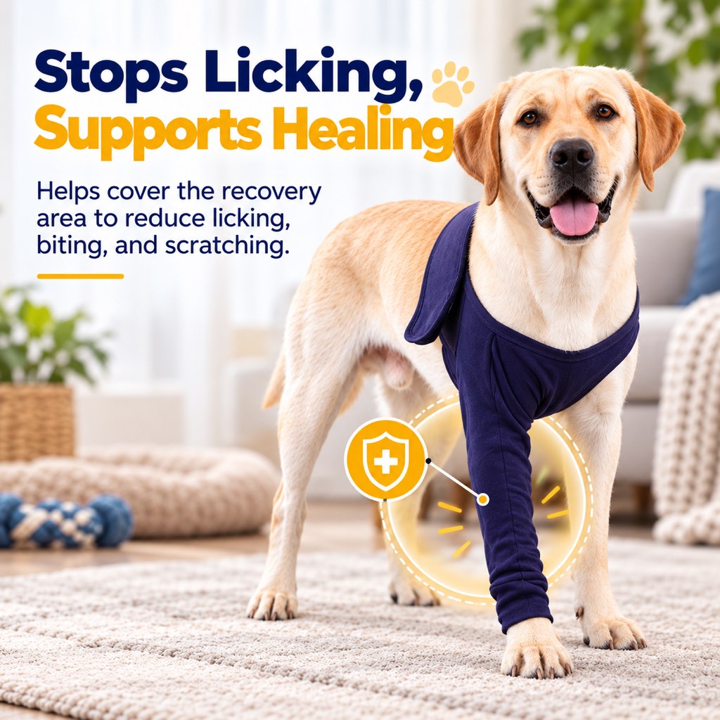 Dog Recovery Leg Sleeve for Post-Surgery Care – Anti-Lick Front Leg Wound Cover