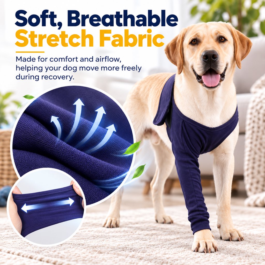 Dog Recovery Leg Sleeve for Post-Surgery Care – Anti-Lick Front Leg Wound Cover