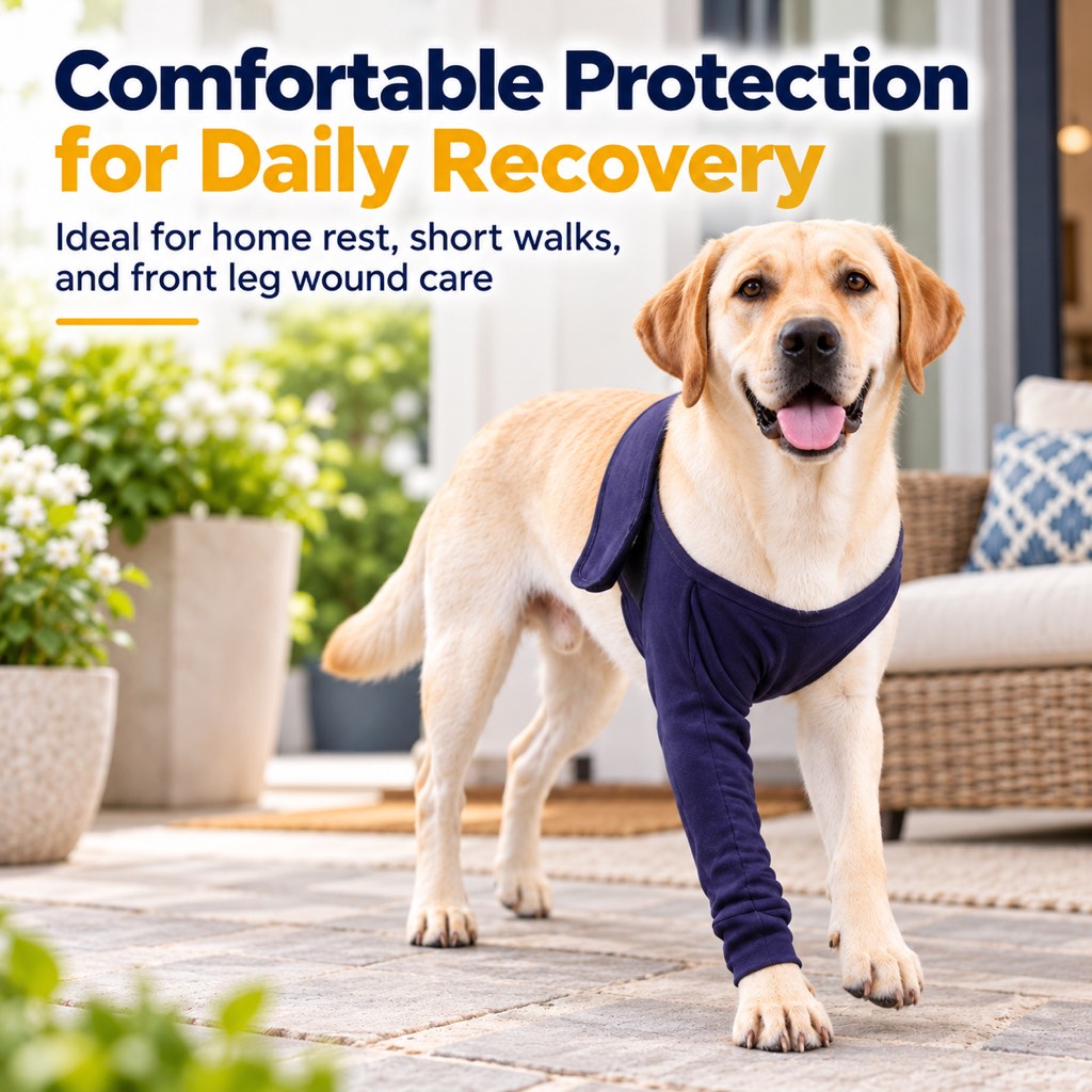 Dog Recovery Leg Sleeve for Post-Surgery Care – Anti-Lick Front Leg Wound Cover