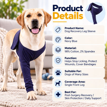 Dog Recovery Leg Sleeve for Post-Surgery Care – Anti-Lick Front Leg Wound Cover