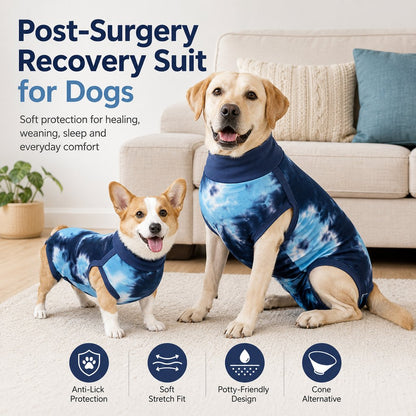 Dog Post Surgery Recovery Suit - Soft Anti-Lick Protective Onesie for Spay Neuter Recovery