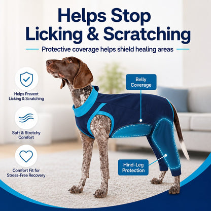 Dog Recovery Suit with Rear Leg Coverage - Anti-Lick Cone Alternative