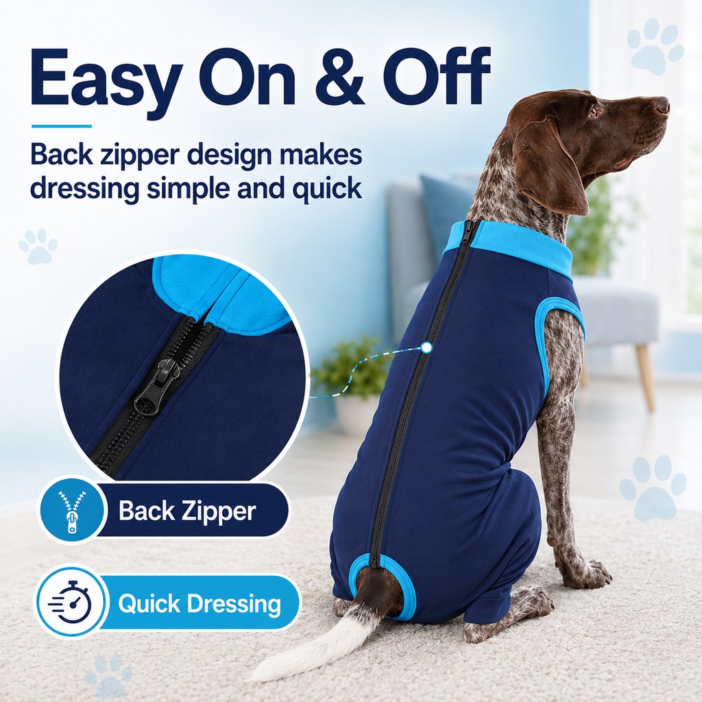 Dog Recovery Suit with Rear Leg Coverage - Anti-Lick Cone Alternative