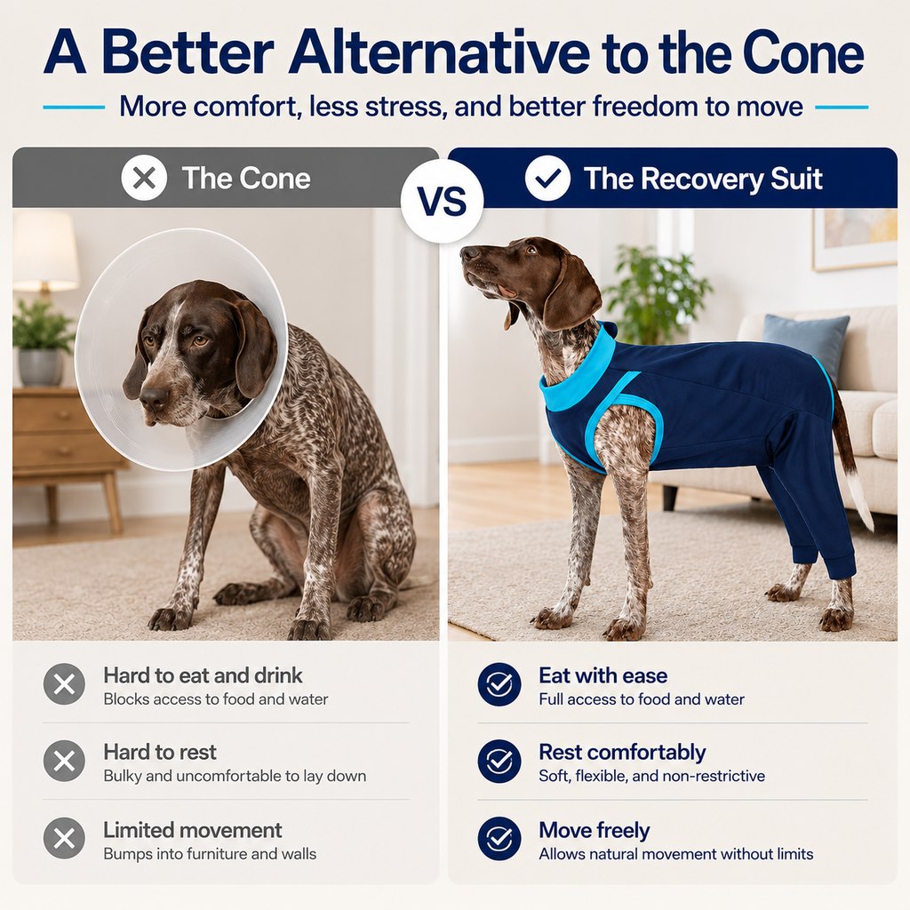 Dog Recovery Suit with Rear Leg Coverage - Anti-Lick Cone Alternative