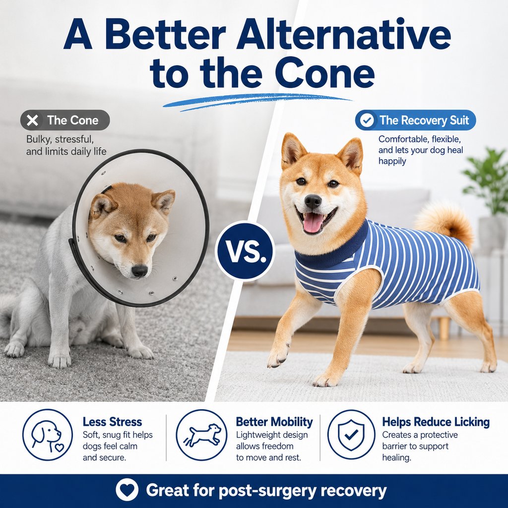 Dog Post-Surgery Recovery Suit for Spay & Neuter - Anti-Lick Cone Alternative