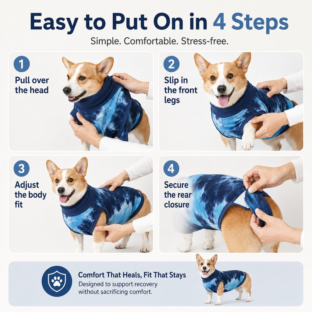 Dog Post Surgery Recovery Suit - Soft Anti-Lick Protective Onesie for Spay Neuter Recovery
