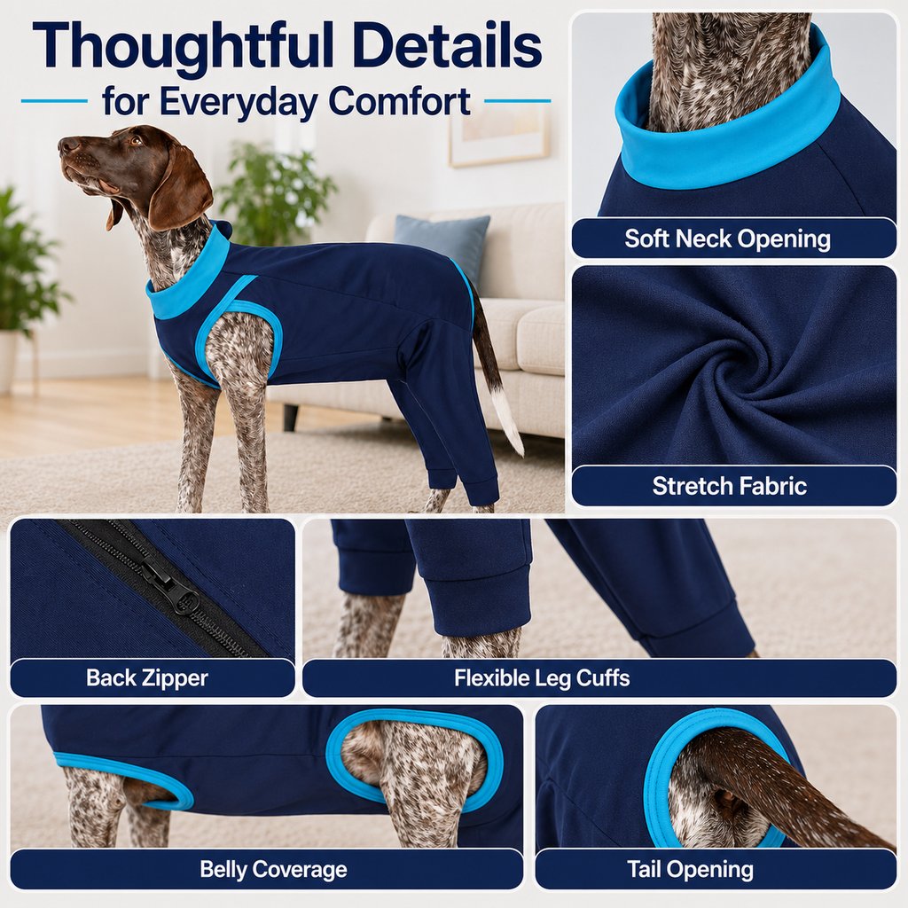 Dog Recovery Suit with Rear Leg Coverage - Anti-Lick Cone Alternative