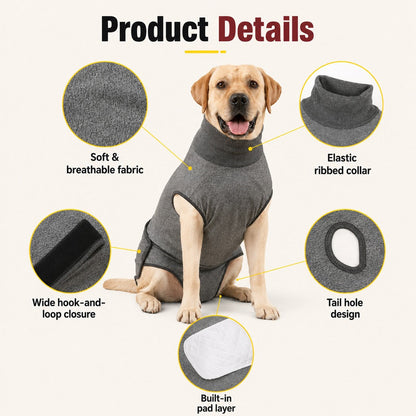 Dog Recovery Suit with Pad Layer for Post-Surgery, Heat Cycles & Licking Protection