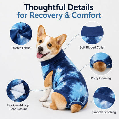 Dog Post Surgery Recovery Suit - Soft Anti-Lick Protective Onesie for Spay Neuter Recovery