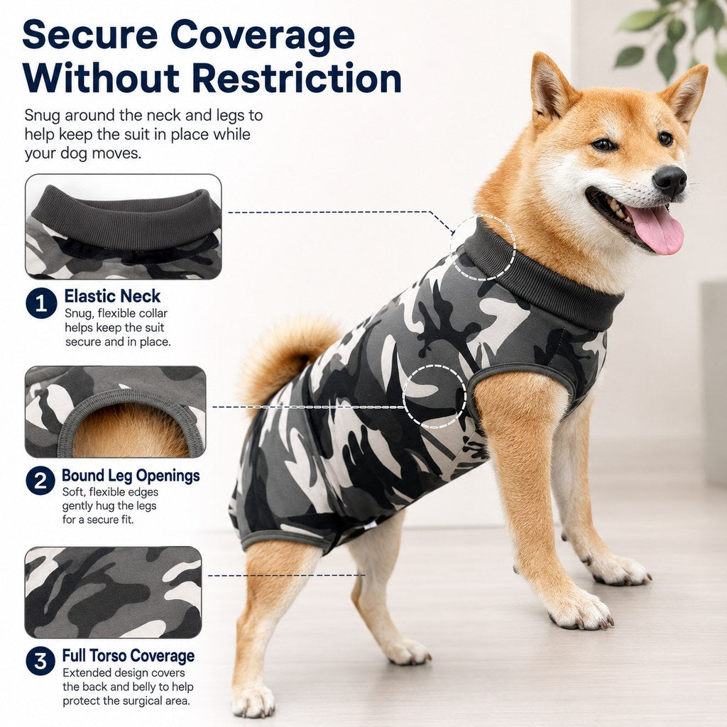 Dog Post-Surgery Recovery Suit for Spay & Neuter - Anti-Lick Cone Alternative