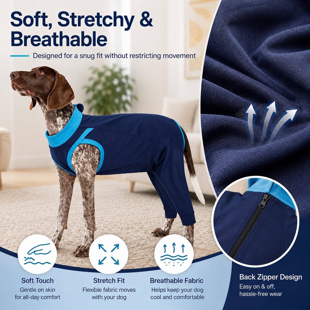 Dog Recovery Suit with Rear Leg Coverage - Anti-Lick Cone Alternative