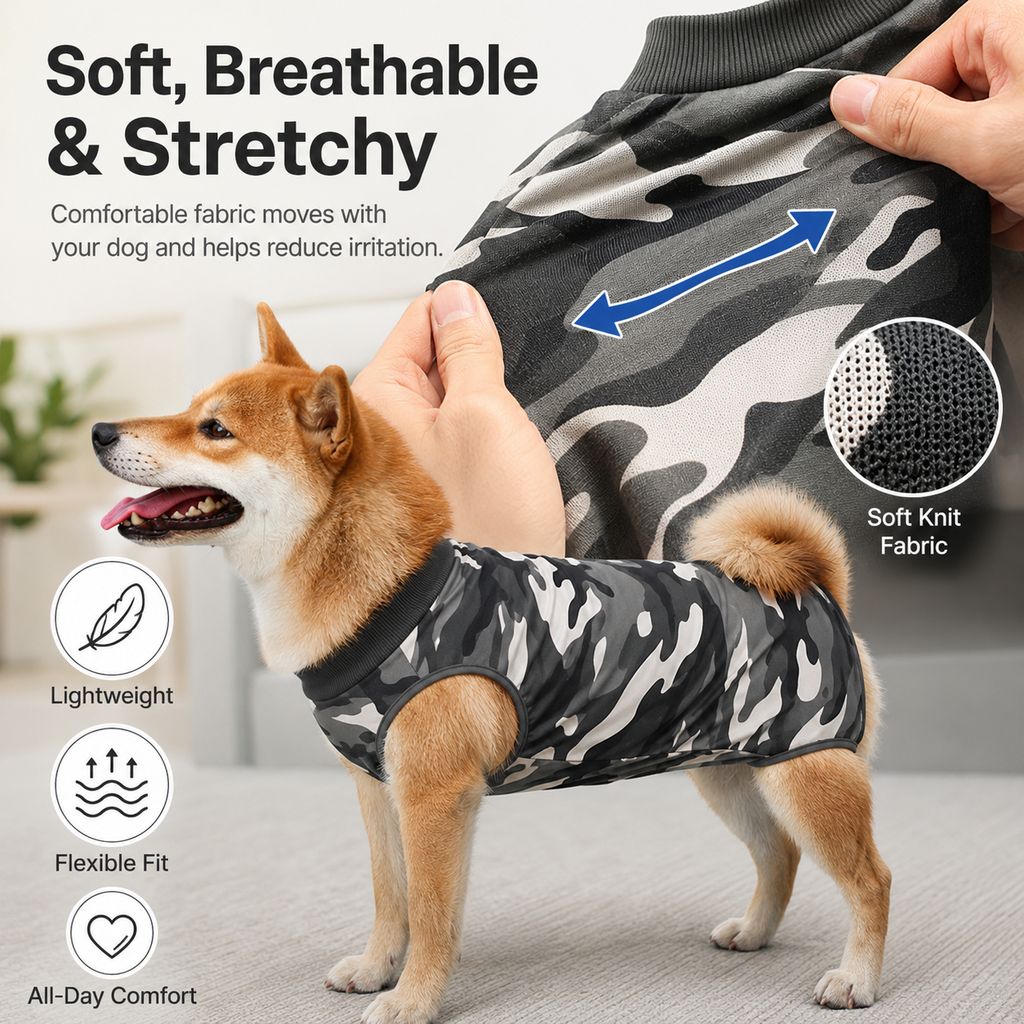 Dog Post-Surgery Recovery Suit for Spay & Neuter - Anti-Lick Cone Alternative