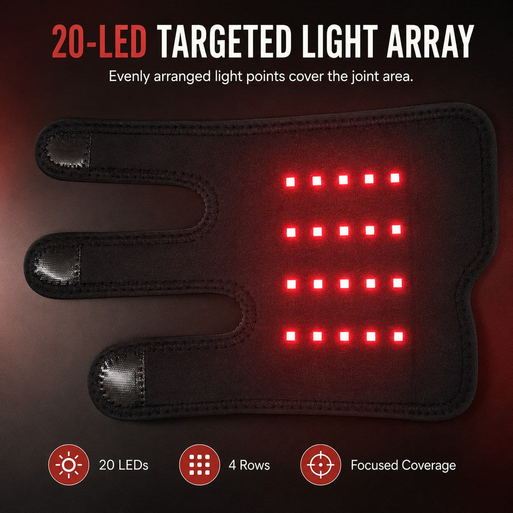 Dog Red Light Joint Wrap for Senior Dogs & Post-Walk Comfort - 20-LED Adjustable Mobility Support