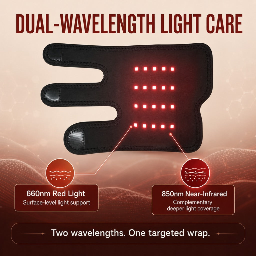 Dog Red Light Joint Wrap for Senior Dogs & Post-Walk Comfort - 20-LED Adjustable Mobility Support