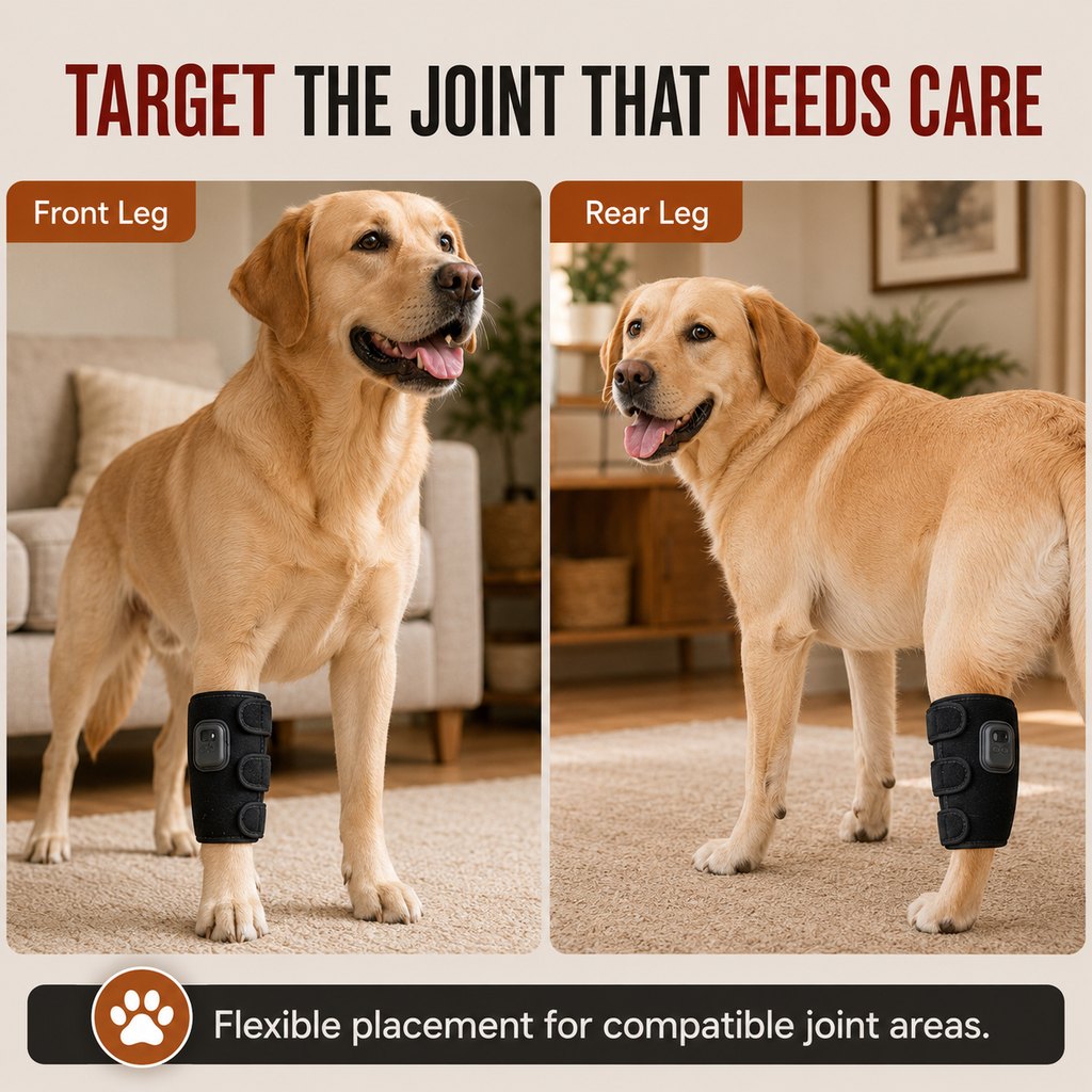 Dog Red Light Joint Wrap for Senior Dogs & Post-Walk Comfort - 20-LED Adjustable Mobility Support
