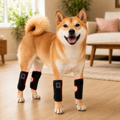 Rechargeable Red Light Therapy Dog Knee Wrap for Senior Dogs - At-Home Leg Comfort Support for Post-Walk Stiffness & Mobility Care