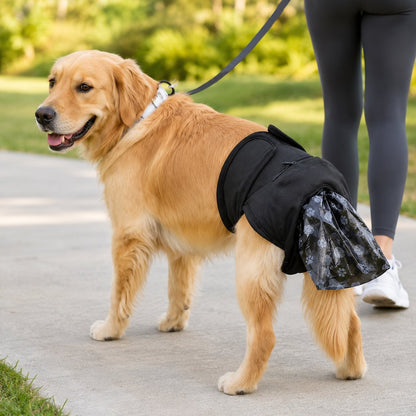 Dog Waste Catcher Pants with 50 Bags for Daily Walks - Less Bending, Easier Poop Cleanup