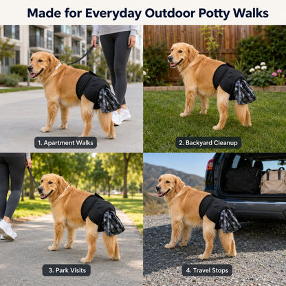Dog Waste Catcher Pants with 50 Bags for Daily Walks - Less Bending, Easier Poop Cleanup