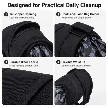 Dog Waste Catcher Pants with 50 Bags for Daily Walks - Less Bending, Easier Poop Cleanup