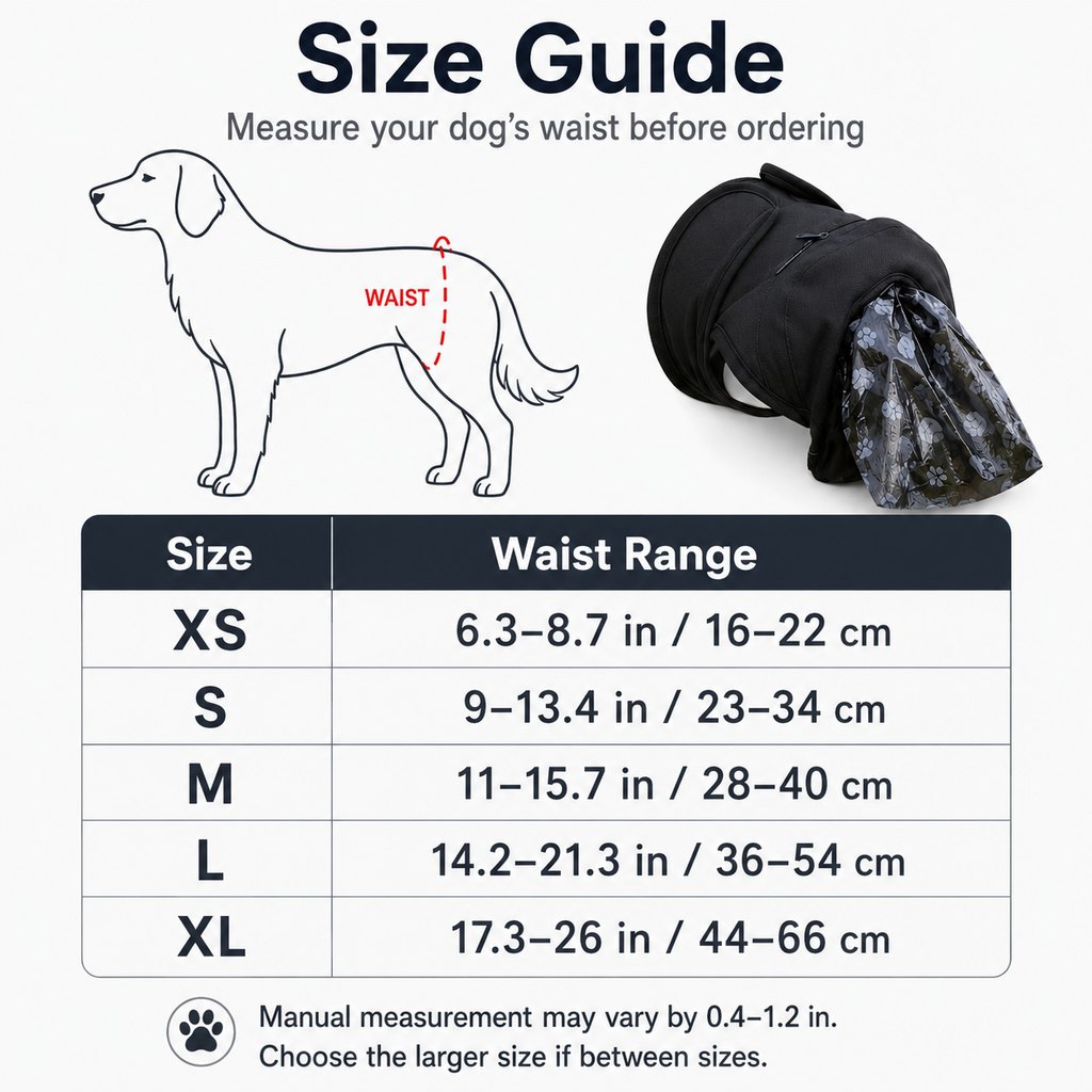 Dog Waste Catcher Pants with 50 Bags for Daily Walks - Less Bending, Easier Poop Cleanup