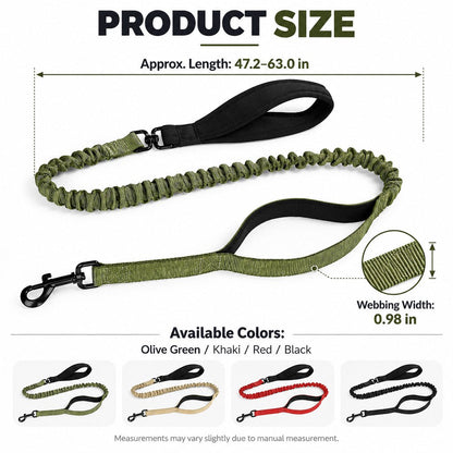 Dual Handle Shock-Absorbing Bungee Dog Leash for City Walks, Jogging & Hiking - Softer Pulls, Quick Close Control