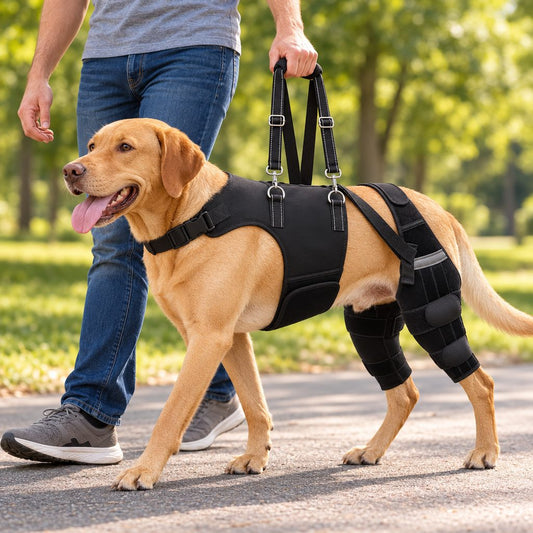 Adjustable Dual Rear Leg Knee Brace for Dogs with Lift Handle – Walking & Standing Support