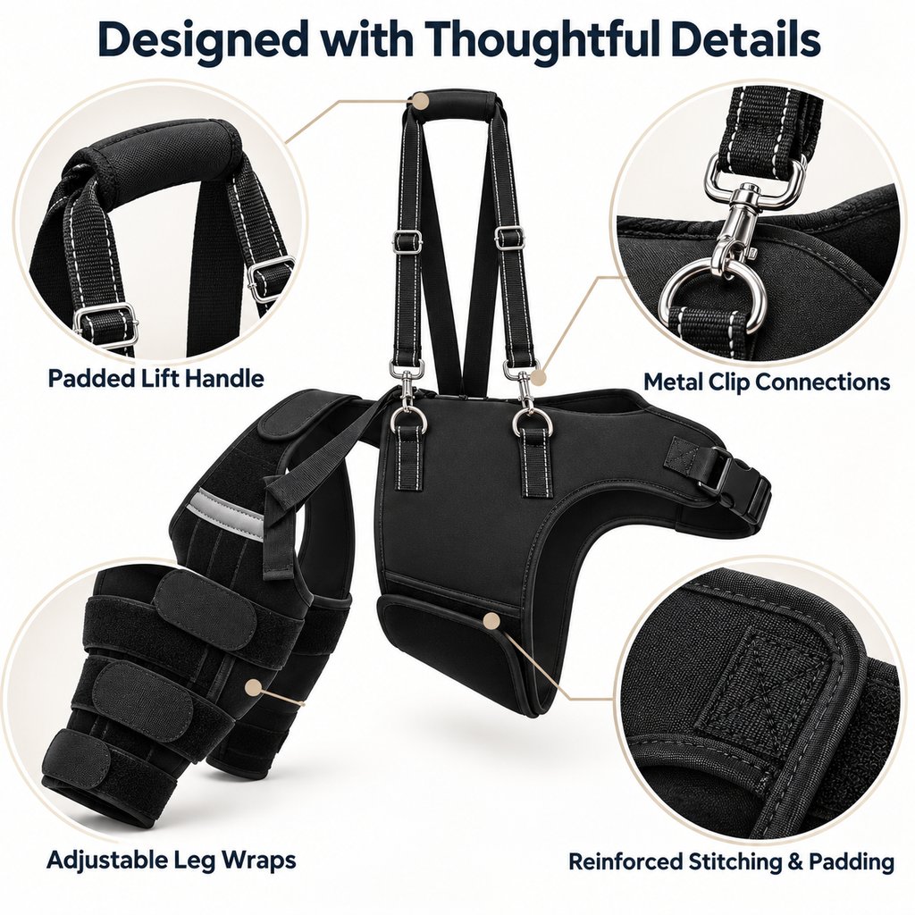 Adjustable Dual Rear Leg Knee Brace for Dogs with Lift Handle – Walking & Standing Support