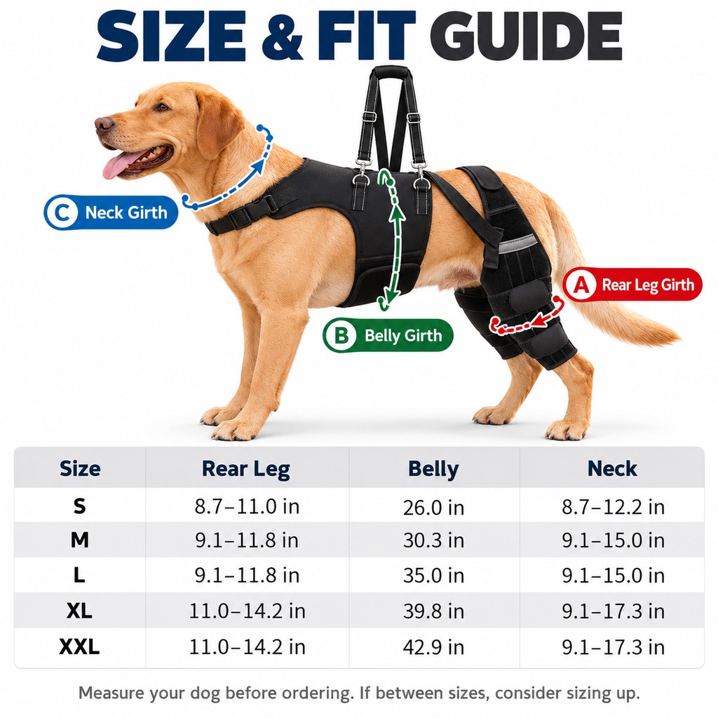 Adjustable Dual Rear Leg Knee Brace for Dogs with Lift Handle – Walking & Standing Support