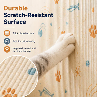 Self-Adhesive Cat Scratch Mat for Wall & Furniture Protection – Cuttable Cat Scratching Pad for Sofa, Door, Bedside & Home Surfaces