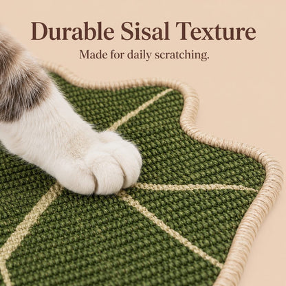 Botanical Stick-On Sisal Cat Scratcher Mat for Walls, Doors & Floors - Redirect Scratching Away From Furniture