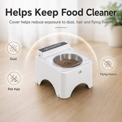 Smart Auto-Opening Covered Cat Bowl for Cleaner Indoor Feeding - Rechargeable Dustproof Cat Feeder