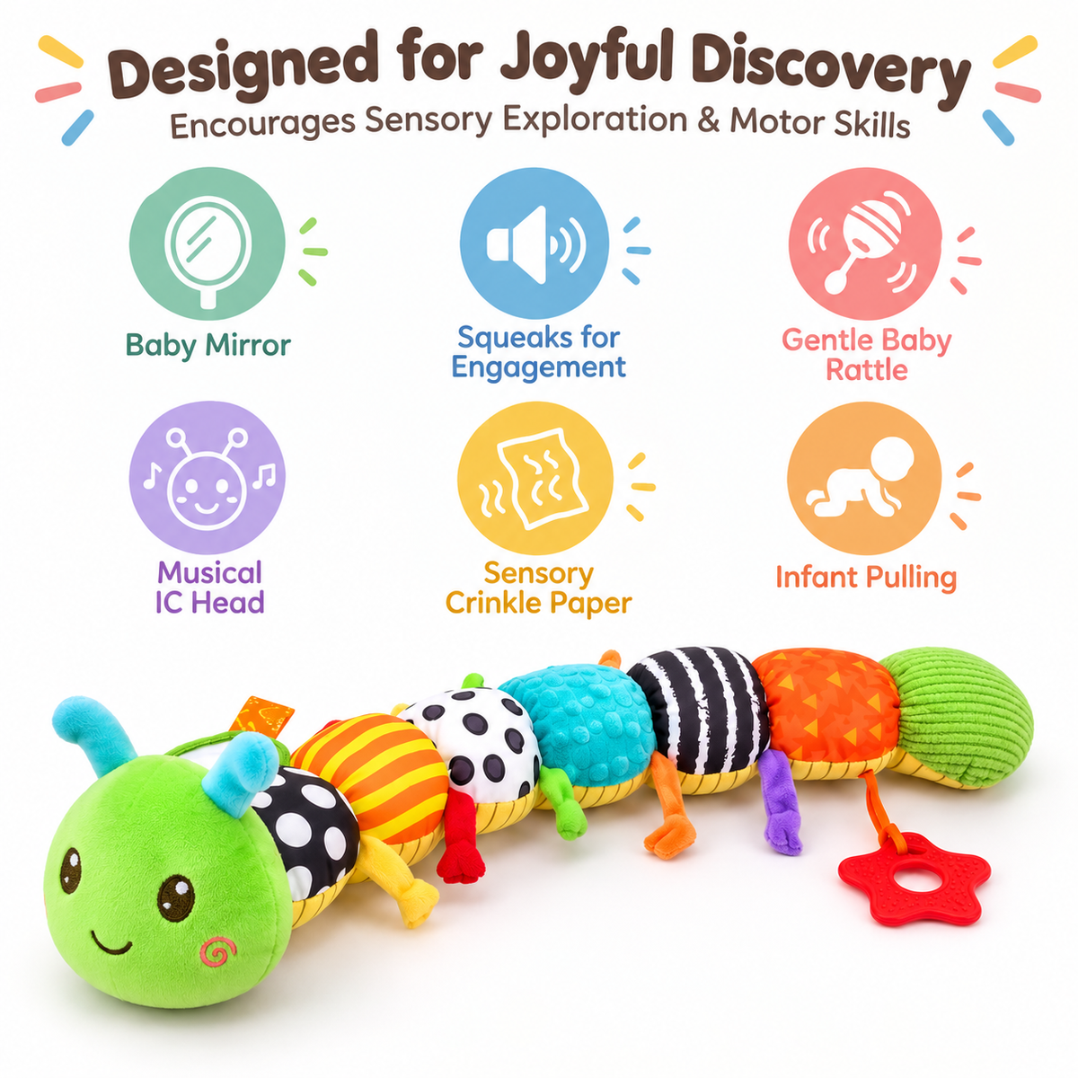 Interactive Soft Sensory Caterpillar Toy for Babies