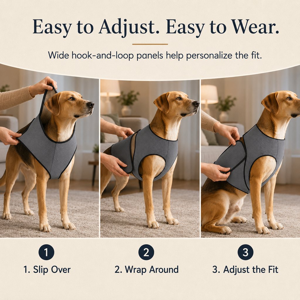 Dog Calming Wrap Vest for Thunderstorms, Fireworks & Travel - Breathable Adjustable Comfort Shirt for Stressful Moments