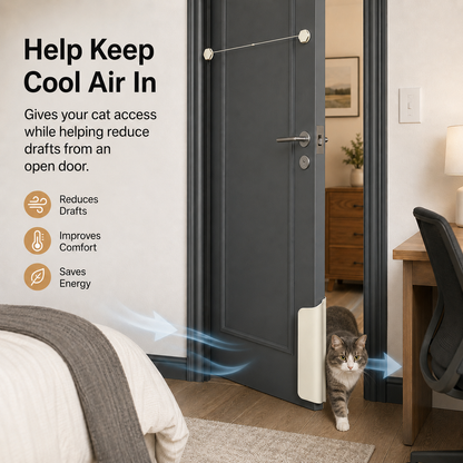No-Drill Cat Door Alternative for Litter Rooms & Bedrooms – Helps Cats Pass Through Without Leaving Doors Wide Open