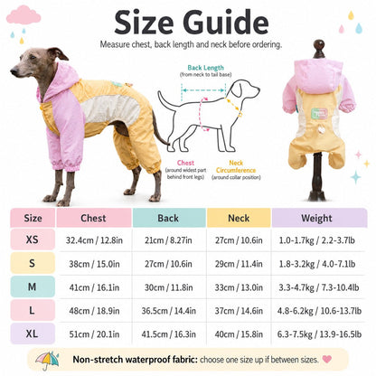 Waterproof Dog Rain Suit for Rainy Walks - Full-Body Mud & Splash Protection
