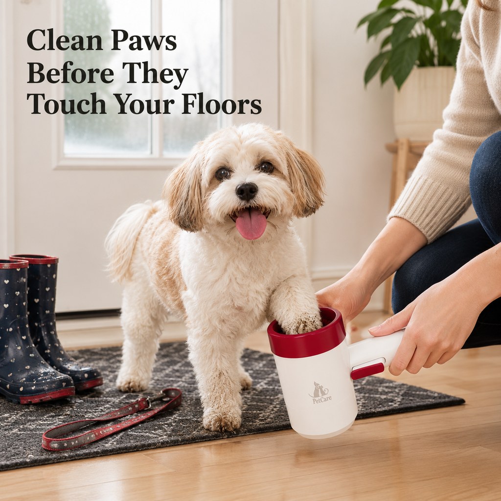 Electric Dog Paw Cleaner Cup for Muddy Walks - One-Button Paw Washer Helps Keep Floors, Couches & Car Seats Clean
