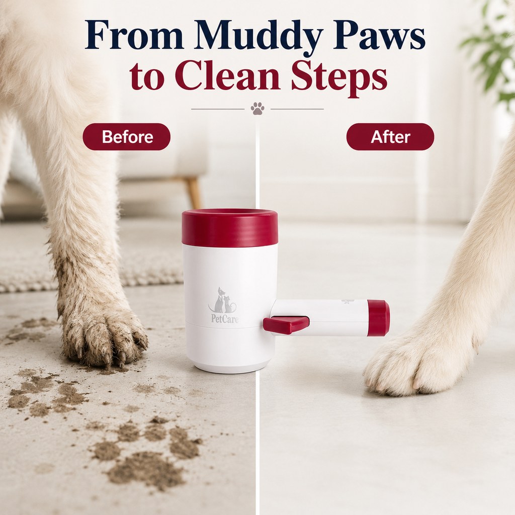 Electric Dog Paw Cleaner Cup for Muddy Walks - One-Button Paw Washer Helps Keep Floors, Couches & Car Seats Clean