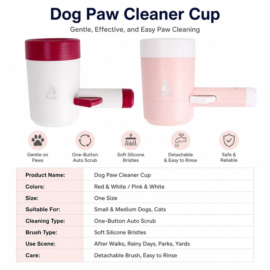 Electric Dog Paw Cleaner Cup for Muddy Walks - One-Button Paw Washer Helps Keep Floors, Couches & Car Seats Clean