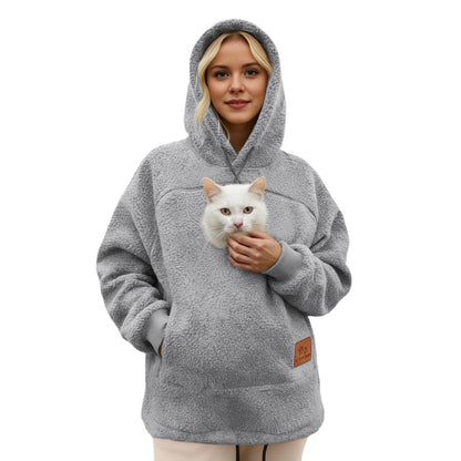 Pet Carrier Hoodie with Front Pouch - Cat & Small Dog Carrier Sweatshirt for Women & Men, Hands-Free Cuddle Hoodie, S-3XL
