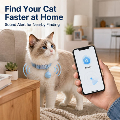 Smart Pet Tracker Bell Collar for Cats & Small Dogs - Find Hiding Pets Faster at Home, in the Yard & on Daily Walks