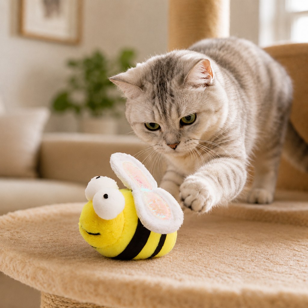 Rechargeable Interactive Cat Toy - Flapping Bird, Plush Animal & Motion Activated Toys for Indoor Cats