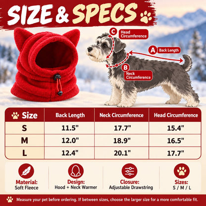Fleece Winter Hood for Dogs & Cats – Warm Ear & Neck Cover for Cold Walks
