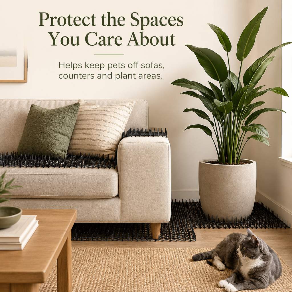 Flexible Cat Deterrent Mat for Sofas & Gardens - Protect Furniture and Plants