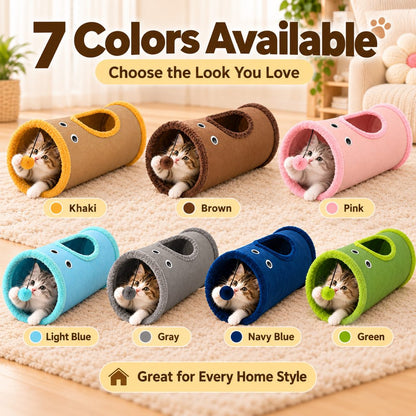 Foldable Cat Tunnel with Peekaboo Hole & Hanging Ball for Indoor Play