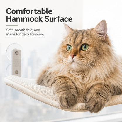 Foldable Cat Window Hammock for Apartments - No-Drill Suction Perch for Sunny Naps Without Taking Up Floor Space