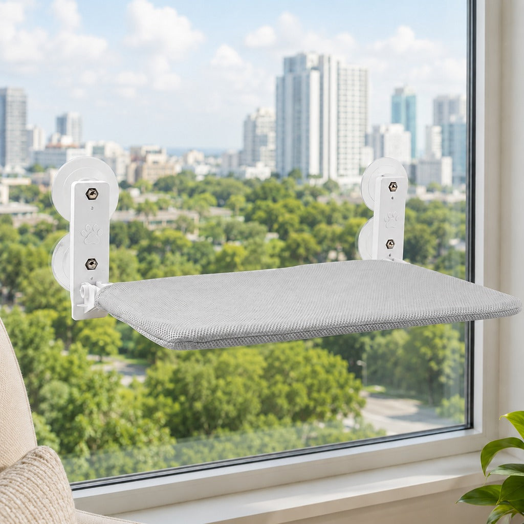 Foldable Cat Window Hammock for Apartments - No-Drill Suction Perch for Sunny Naps Without Taking Up Floor Space
