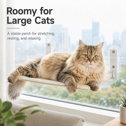 Foldable Cat Window Hammock for Apartments - No-Drill Suction Perch for Sunny Naps Without Taking Up Floor Space