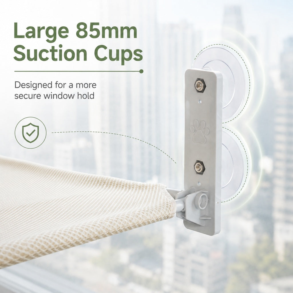Foldable Cat Window Hammock for Apartments - No-Drill Suction Perch for Sunny Naps Without Taking Up Floor Space